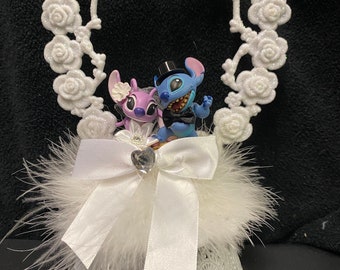 Adorable Disney Store de Lilo & Stitch, Stitch et Angel pour gâteau de mariage Haut du marié Disney's Stitch avec un ange