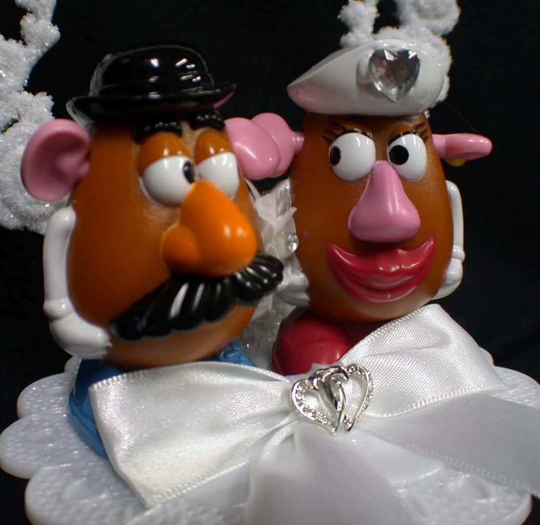 mr and mrs potato head wedding cake topper