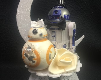 Mr RR2-D2 & BB-8 Droid Action Star War Funny Wedding Cake Topper You can also add matching Glasses, Knife Server or BOOK