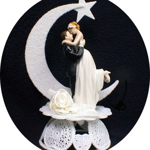 Magic Romantic Moment Moonlight Wedding Cake Topper Top ornament First KISS