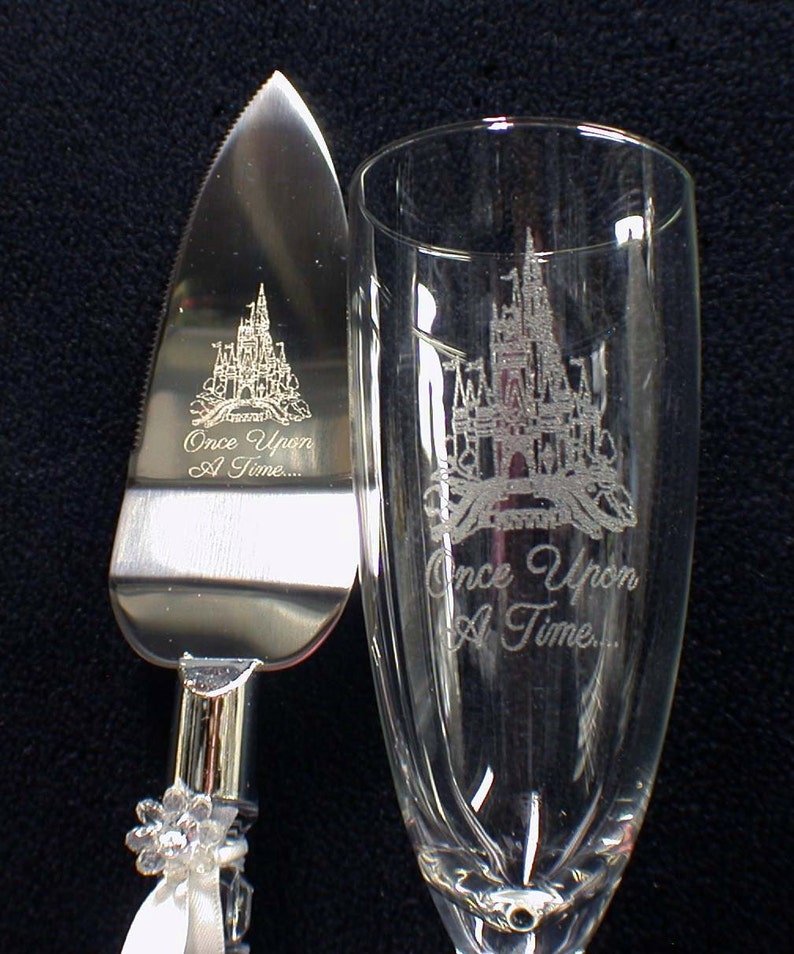 Fairytale Wedding lot Glasses Flute Cake Knife Server set