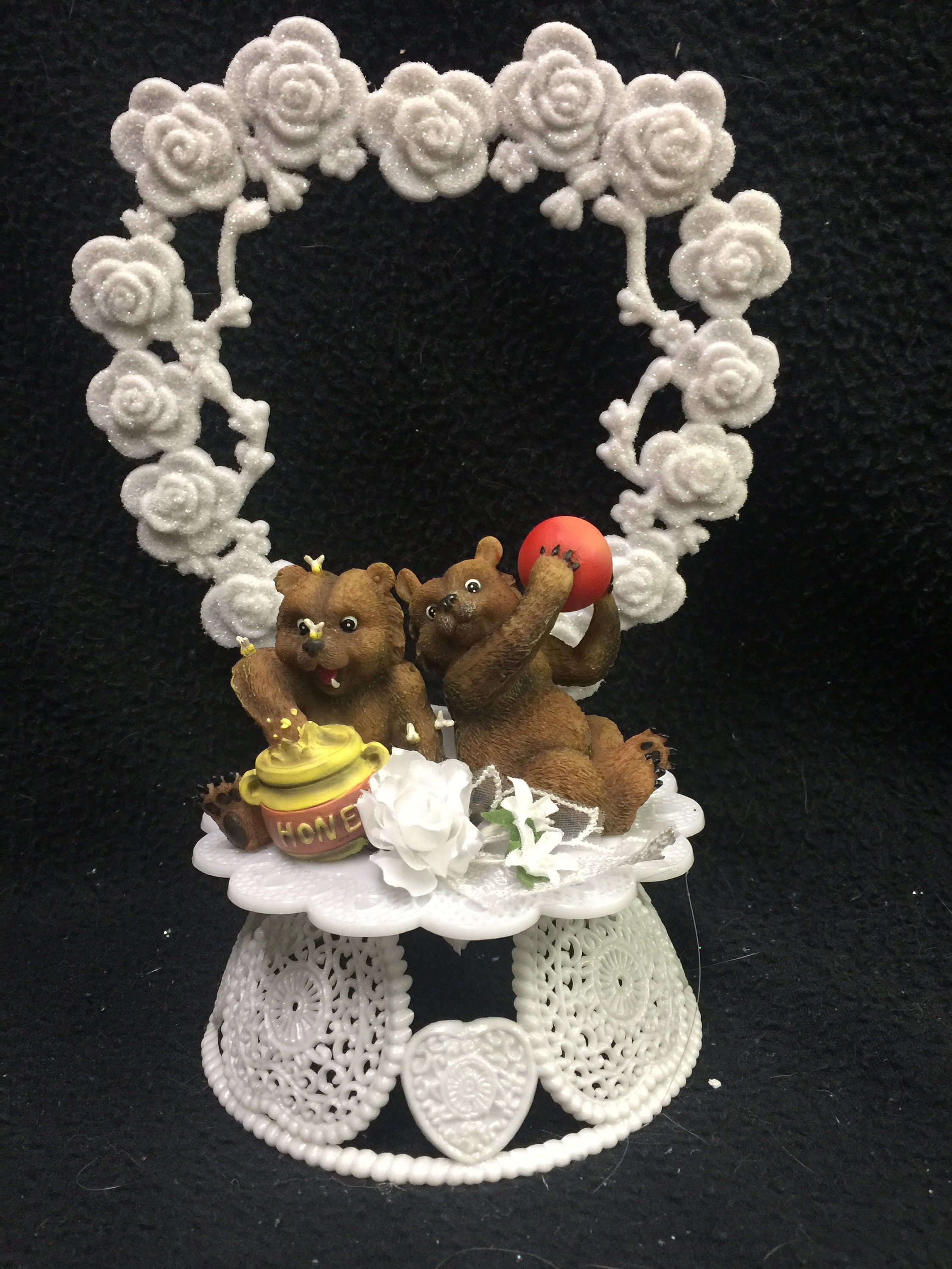 Adorabile orsi miele natura cuccioli cuore torta nuziale topper sposo top divertente cabina fidanzamento doccia caccia selvaggio