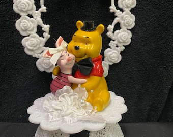 PIGLET heart  Bride Winnie the Pooh Groom Wedding Cake Topper "Your my Honey Always"  GROOM TOP