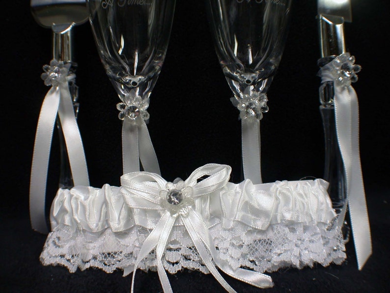 Fairytale Wedding lot Glasses Flute Cake Knife Server set