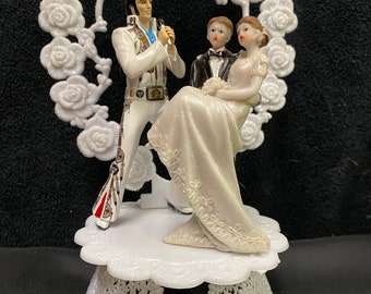 ELVIS LasVegas Romantic Serenade Wedding Cake Topper bride groom top Sexy The King Heart Fuuny