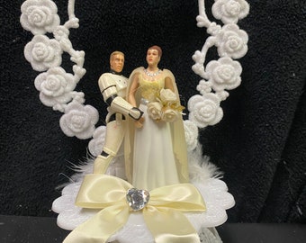 STAR WAR Han Solo Princess Liea Wedding Cake topper Out of this world Gold