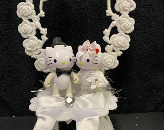 Hello Kitty & Daniel Sweet Cat Your Heart Wedding cake topper Bride Groom top Pet Birthday Shower Groom top engagement centerpiece