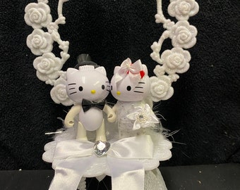 Hello Kitty & Daniel Sweet Cat Your Heart Wedding cake topper Bride Groom top Pet Birthday Shower Groom top engagement centerpiece