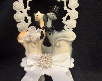 Kitten Cats Kitty's adorable kiss  Wedding Cake Topper funny Outdoor nature Pet Birthday Shower Groom top engagement centerpiece