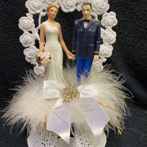 Marine Army Navy Officer Wedding Cake TOPPER Groom Top. Dress blue Milatary Hero