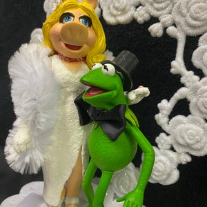 KERMIT the Frog in black Tux & Miss Piggy Wedding Cake Topper Groom Top The MUPPET Show image 2
