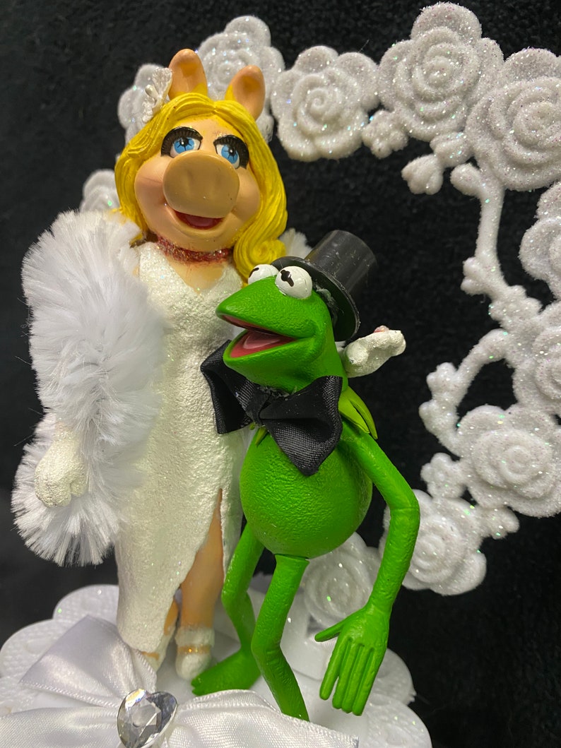 KERMIT the Frog in black Tux & Miss Piggy Wedding Cake Topper Groom Top The MUPPET Show image 2