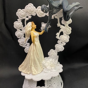 Spiderman super Hero Wedding Theme Blond bride Groom top U PICK Cake Topper or Glasses, server set or Guest Book Pen Holder