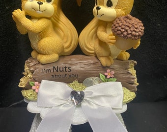 Nuts for You!  adorable  squirrel Precious Moments light up Groom top Wedding Cake Topper centerpiece figurine. Nature