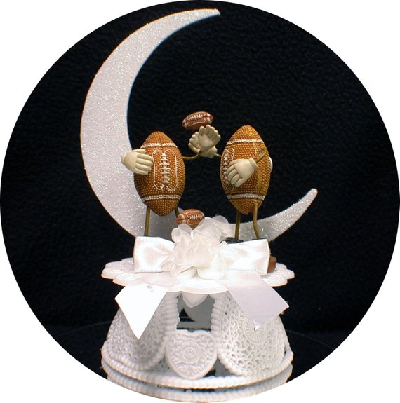 Wedding Party Reception ~Football~ Ball /& Chain Sport Touch Down Cake Topper