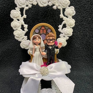 Funny Disney Carl and Ellie Pixar UP Wedding Sketchbook Wedding Cake Topper bride Groom cake  Cake Top Fariytale WHITE