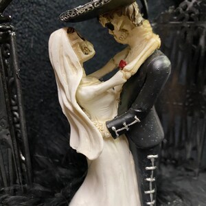 Mexican Slumberous Day of the DEAD Halloween Wedding Cake Topper Skeleton top Groom top Black gateway image 2