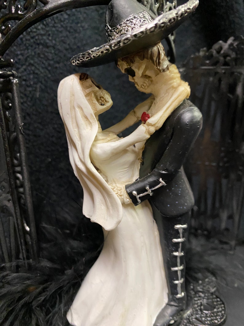 Mexican Slumberous Day of the DEAD Halloween Wedding Cake Topper Skeleton top Groom top Black gateway image 2