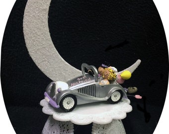 Funny Car Ride Wedding Cake Topper Groom top Just Married Centerpiece Decoration engagment Bridal shower