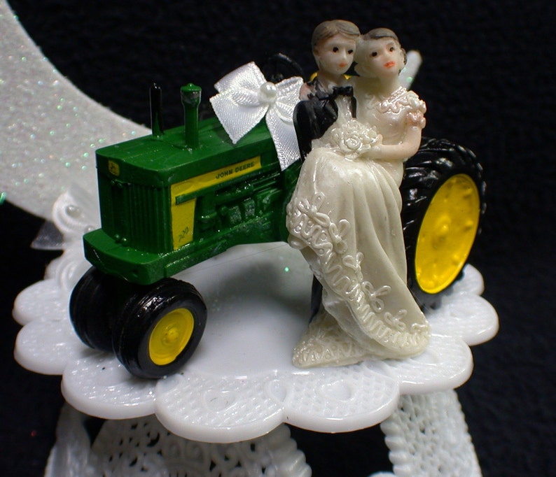 Country Western John DEERE Tractor Wedding Cake Topper