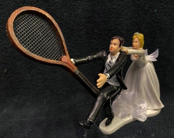 RUN Cute Tennis ball Sports Lovers Wedding Cake Topper funny Outdoor Groom top Engagament match love