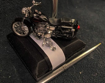 COOL harley Davidson moto vélo livre d'or de mariage stylo et support "Ride with ME Forever" Live to ride