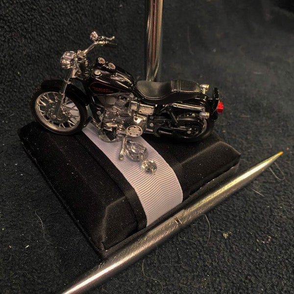 COOL harley Davidson Motorcycle Bike Wedding guest book PEN and Holder  "Ride with ME Forever" Live to ride