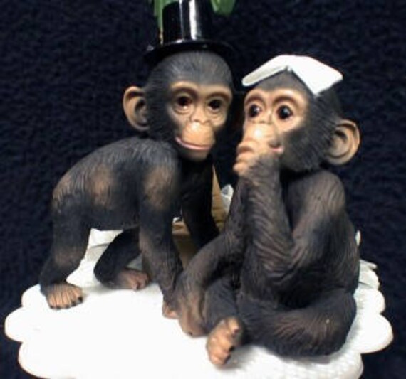 "Your My Cutie" Funny Monkey Chimp Ape Wedding Cake topper Groom top zoo tree 