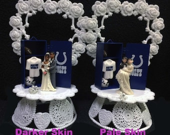 Indianapolis Colts NFL  Football Wedding Cake Topper Funny Groom top man Cave Foot Ball Fan Sports White, or Hispanic / African