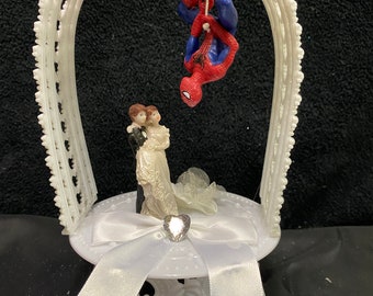 Spiderman Super Hero Wedding Theme Cake Topper bride and Groom TOP New Design Limited edition