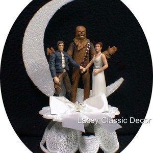 Star War Wedding Cake Topper w/Han Solo groom, Princess Leia bride, Chewbacca &quot;YOU PICK&quot; Wedding Cake Topper or Glasses Knife Server