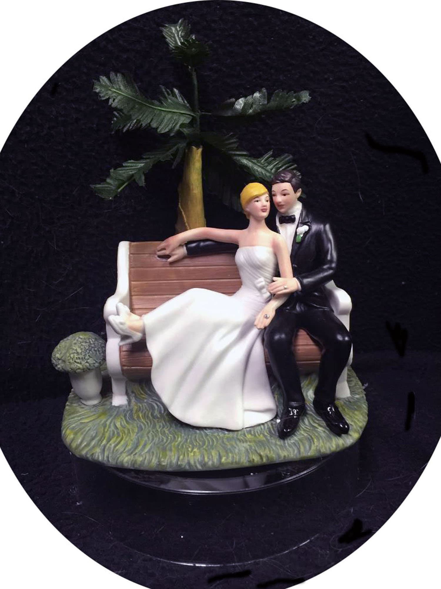 Park Bench Informal Beach Wedding Cake Topper Outdoor Palm Tree ...