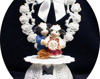 50 Anniversary Wedding Cake Topper Mary Moo Country Western 50th top