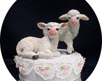 Cute Lamb Sheep Wedding Cake Topper Top Country Western Barn Red Neck nature Funny. engagement party ornament decor