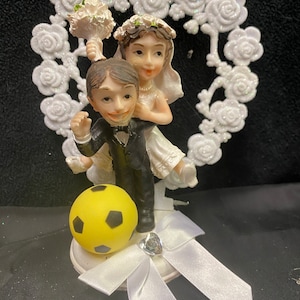 Bola de fútbol para amantes del fútbol, decoración para tarta de boda, amante de los deportes, bola superior divertida para el novio