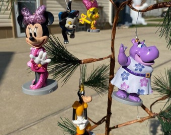 5 MORCEAUX de Disney Minnie Mouse et ses copines Deluxe Lot Mini Arbre Ornements Décoration décor Vacances Halloween