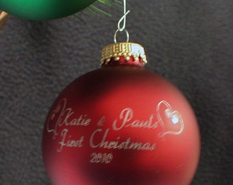 Our First Christmas Ornament  Wedding BULB Favor PERSONALIZED