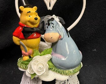 Eyeore Bride & Winnie the Pooh Groom "Your my Honey"  GROOM TOP wedding cake topper  elephant sufari animal nature