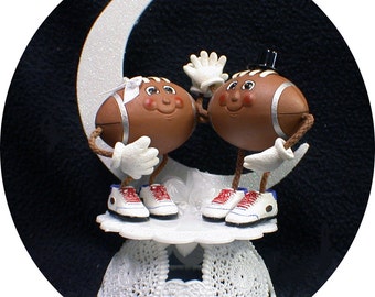 Football Lovers ball Wedding Cake Topper Touch Down #1 sports groom top