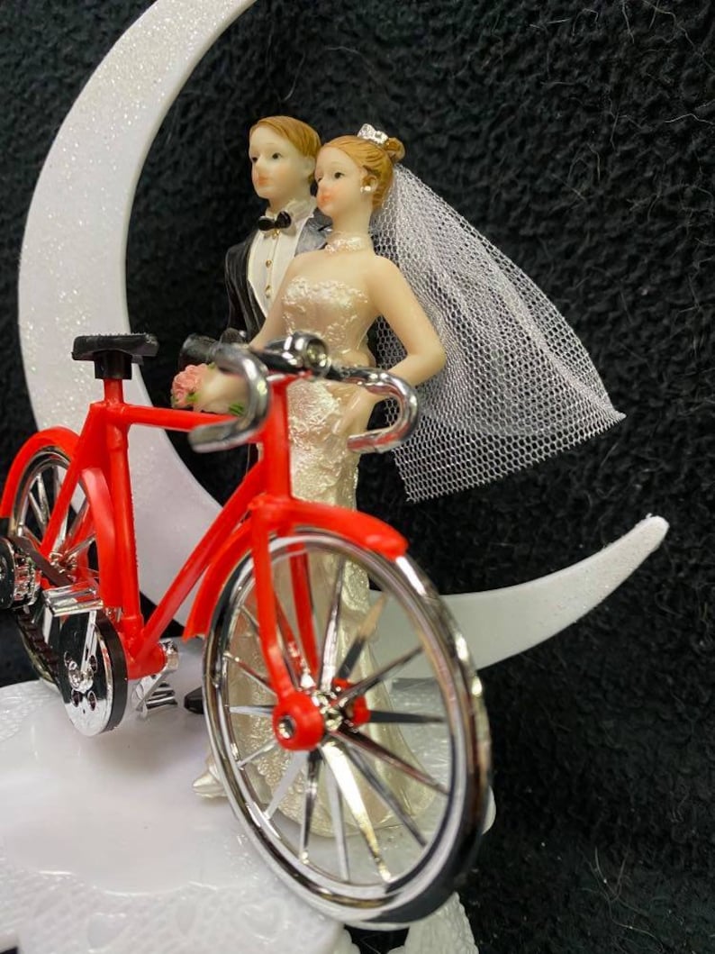 Bicycle Bike Trail Bride Groom Wedding Cake Topper Outdoors Sport ...