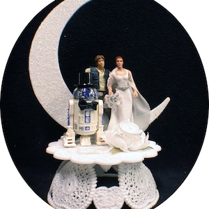 R2-D2 , Han Solo and Princess Leia Star War &quot;YOU PICK&quot; Wedding Cake Topper or Glasses, Knife Server Groom top