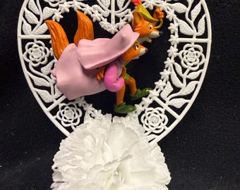 NEW from DISNEY Robin Hood & Maid Marian Rescue Wedding Cake Topper.  LOVE Figurine Groom Top Fox centerpiece figure