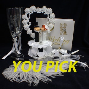 PEZ Süßigkeits-Halter-lustiges Thema-Hochzeits-Kuchen-Deckel ODER Toasting-Gläser-Serviermesser-Set Bräutigam Spitze