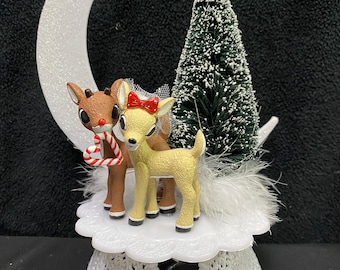 Rudolph the Red-Nosed Reindeer Clarice Winter Snowman Wedding Cake Topper Snow Christmas