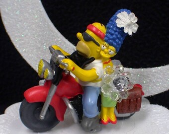 Topper per torta nuziale Moto Homer e Marge I Simpson Simpson