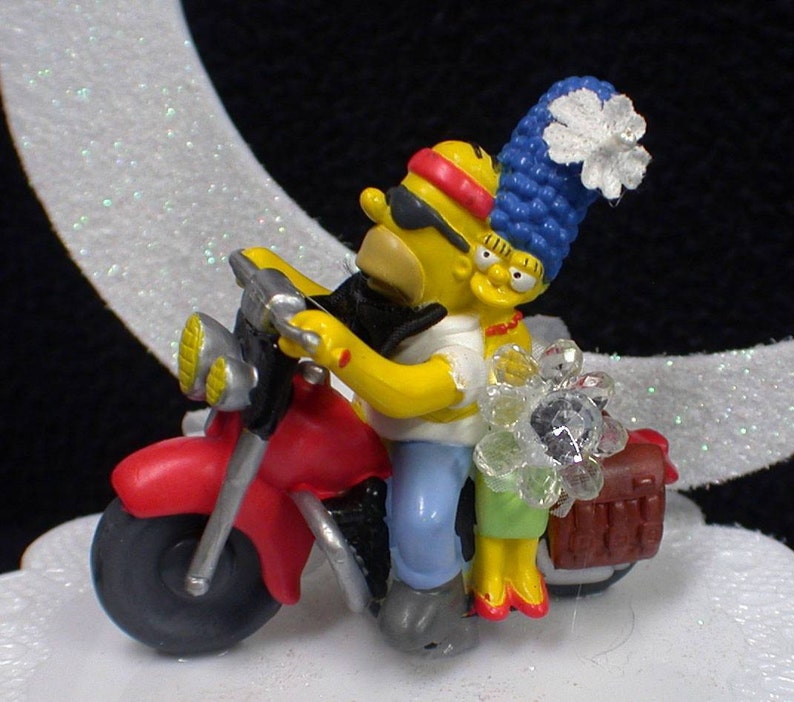 Mariage Gâteau Topper Moto Homer &Marge Les Simpson Simpson top Drôle image 2