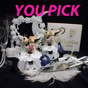 Mickey and Minnie Mouse Disney Wedding Cake Topper Precious Moment Groom Top, centerpiece, Birthday, shower disney land