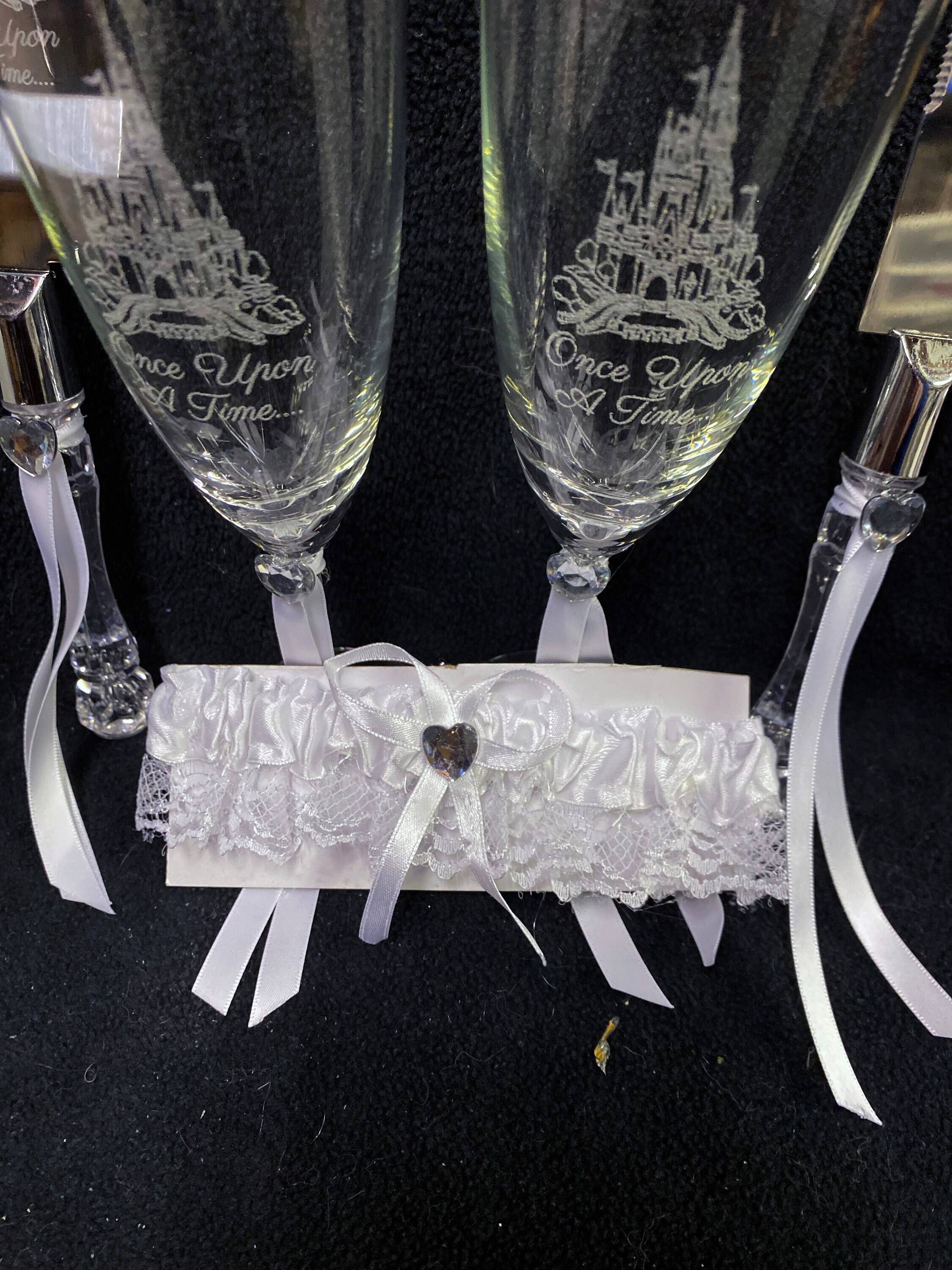 Guest book Pen Toasting flutes Cake Server set  Carriage Fairytale Wedding