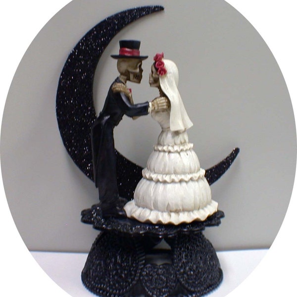 Day of the DEAD Halloween Wedding Cake Topper Funny Skeleton Bride Groom top