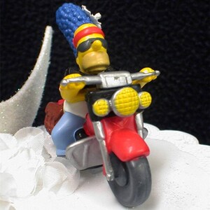 Mariage Gâteau Topper Moto Homer &Marge Les Simpson Simpson top Drôle image 3